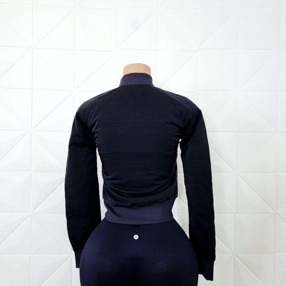 Lululemon Women's Black Non Stop Long Sleeve Full Zip Bomber Jacket Size 2 - Picture 3 of 8